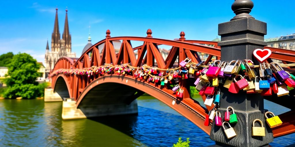 Hohenzollernbrücke mit Liebesschlössern in Köln.