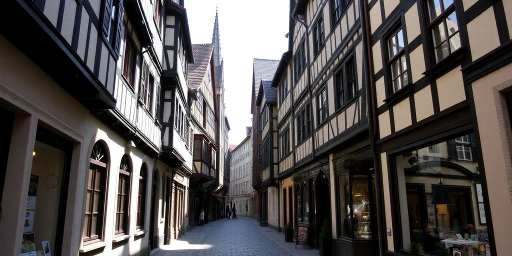 Kölner Altstadt Gasse mit Fachwerkhäusern